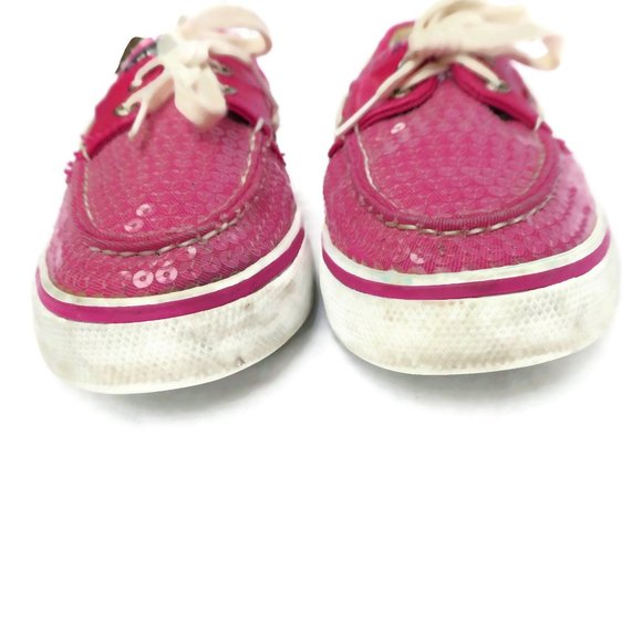 Sperry Boat Shoes Hot Pink Clear Sequin Biscayne Top Sider Flats 7.5 - Picture 4 of 8